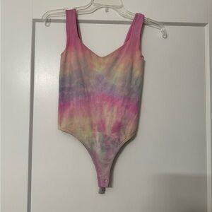 Rainbow Tie dye Free People Clean Lines Bodysuit